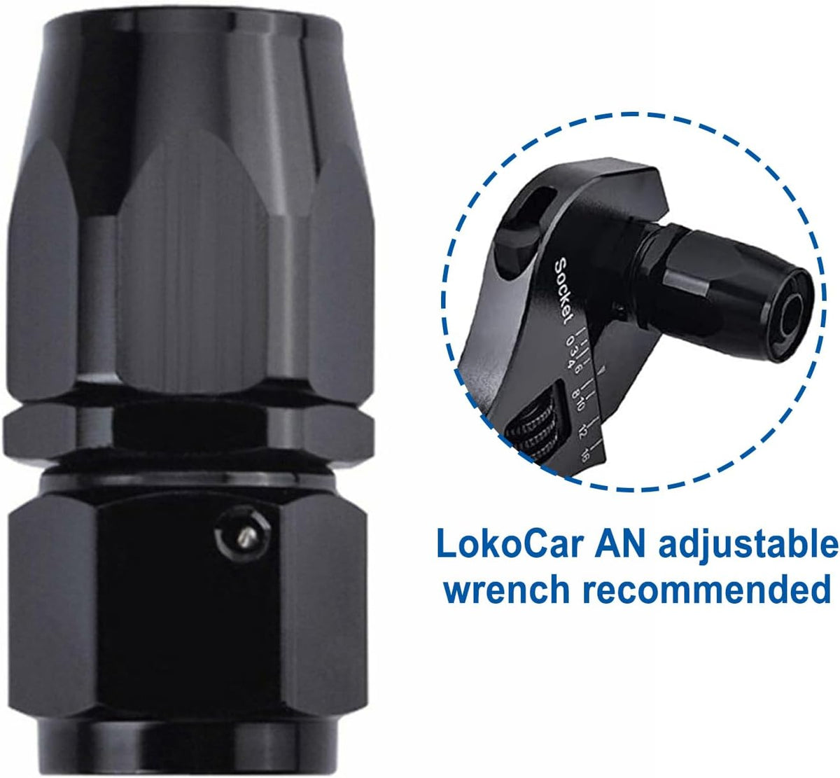 LokoCar 10AN Hose End Fitting 0° Straight Swivel For CPE Braided Hose Black 2Pcs