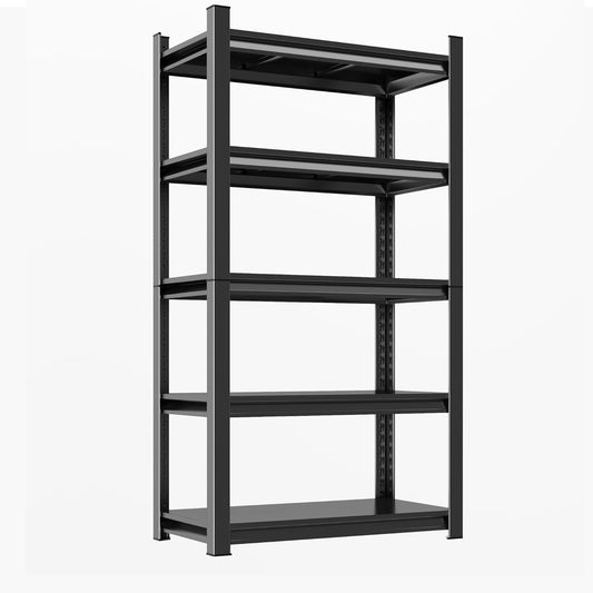 63"H Garage Shelving Heavy Duty Rack, 3000 LBS Large Capacity 5 Tier Adjustable Storage Shelves, Metal Industrial Shelf Units for Garage, Basement and Warehouse, 63"H×23.6"W×13.8"D, Black