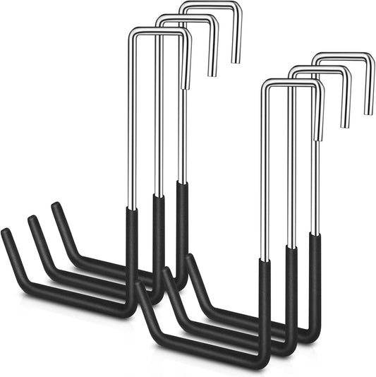 6 Pack Heavy Duty Rafter Hooks for Hanging Vinyl Coated Large S Hooks for Hanging Ladder Bike Hangers Garage Storage Organizer Black
