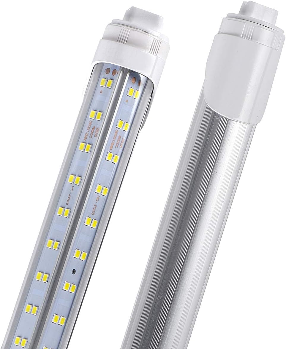 R17D/HO 8FT LED Bulbs - (20 Pack) Rotate V Shape, 6000K Daylight 120W, 18000LM, 300W Equivalent F96T12/DW/HO, Clear Cover, T8/T10/T12 Replacement, Dual-End Powered, Ballast Bypass