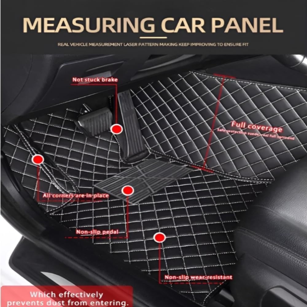 Add Personal Touch to Your Vehicle with IMEISH Customizable Logo Text Car Mats for 99% of vehiclesPads Protection Non-Slip Leather Floor Liners (Black Stripe)