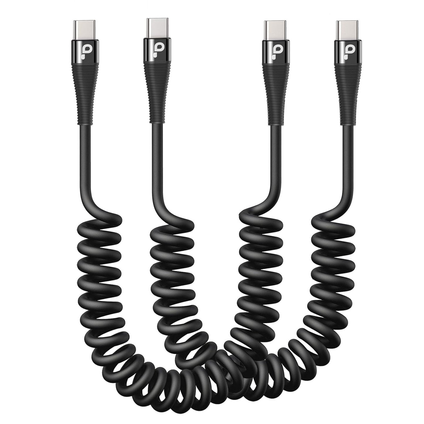 USB C to C Cable 100W 3FT for Car, Coiled USB C Cable Fast Charging for iPhone 16, Short USB Type C Cable for iPhone 15/Pro Max/Plus/Samsung Galaxy S23, Compatible All Type C Devices -Black