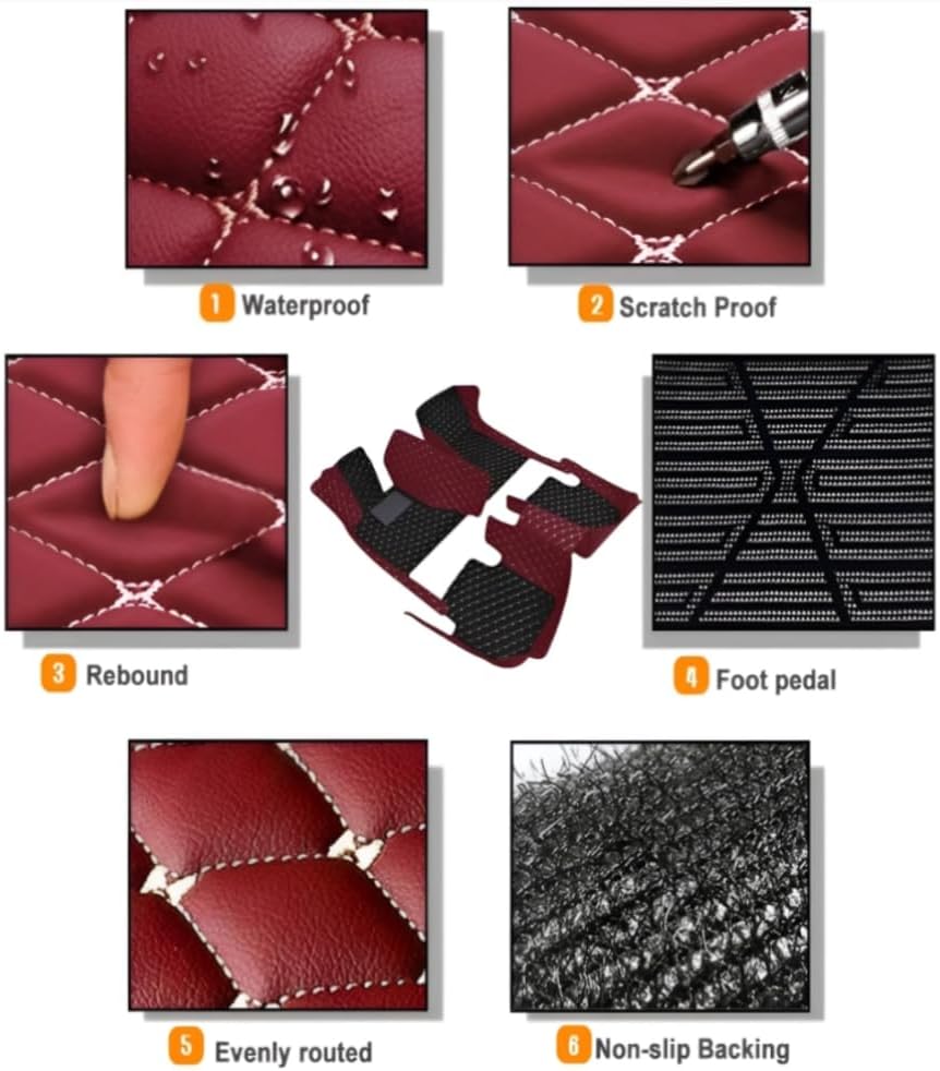 Add Personal Touch to Your Vehicle with IMEISH Customizable Logo Text Car Mats for 99% of vehiclesPads Protection Non-Slip Leather Floor Liners (Side red Rice Medium Black Beige)