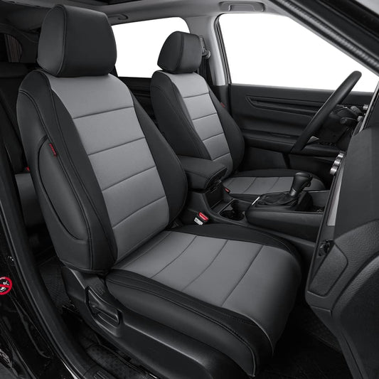 coverdream CRV Seat Covers Custom Fit for 2017-2021 2022 Honda CRV LX,EX,SE,EX-L,Touring,Hybrid,Full Coverage Waterproof Leather Car Seat Protector(Full Set,Black/Gray)