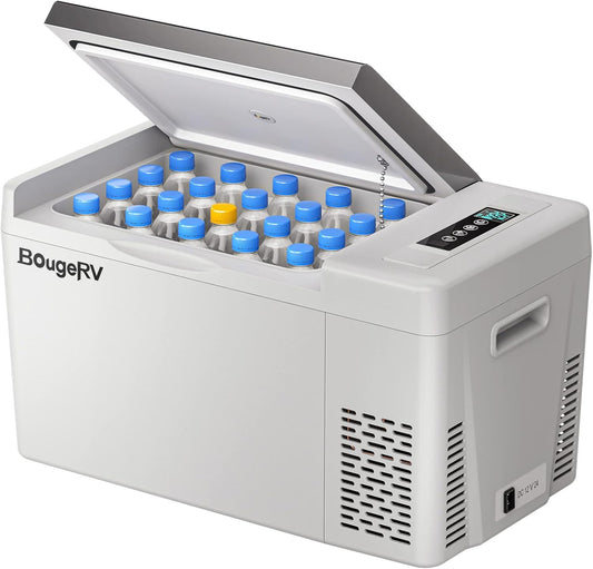 BougeRV 12 Volt Refrigerator 12V Car Fridge 23 Quart Portable Freezer Compressor Cooler 12/24V DC 110~240 Volt AC for Truck Van RV Camper SUV Travel Camping Road Trips Tailgating -8℉~50℉