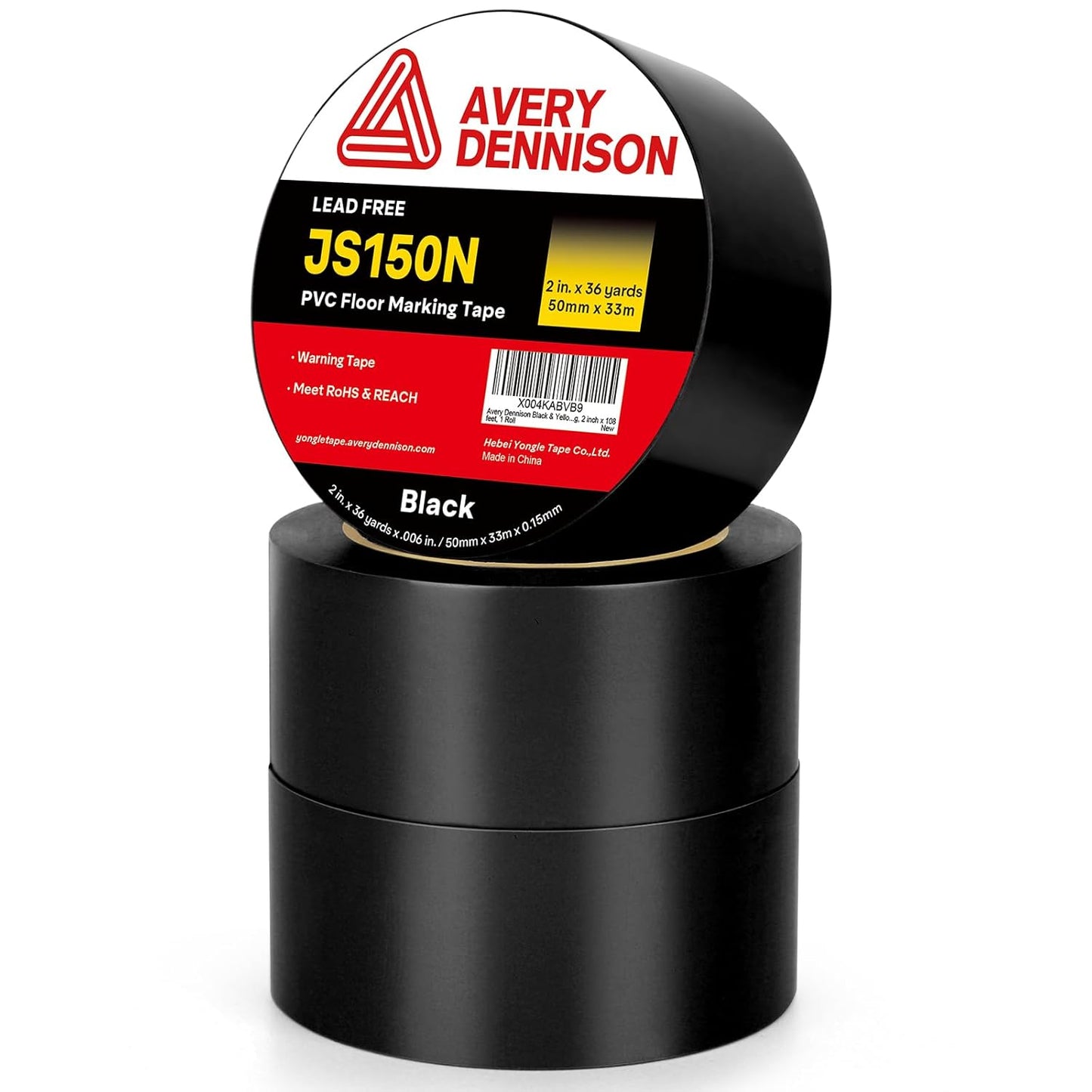 Floor Marking Tape,2 in x 108 FT Strong Adhesive Caution Tape,High Durability Warning Safety Tape for Indoor/Outdoor - Warehouses,Factories,Parking Lots,Retail Locations,Black,3 Rolls