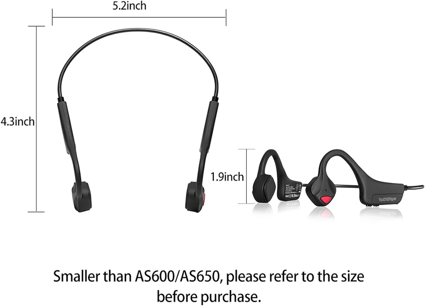Bone Conduction Headphones - Bluetooth Running Earphones Open Ear Wireless Headset with Mic, Sweat Resistant Conducting Headphone for Workout Hiking Fitness Walking (Black)