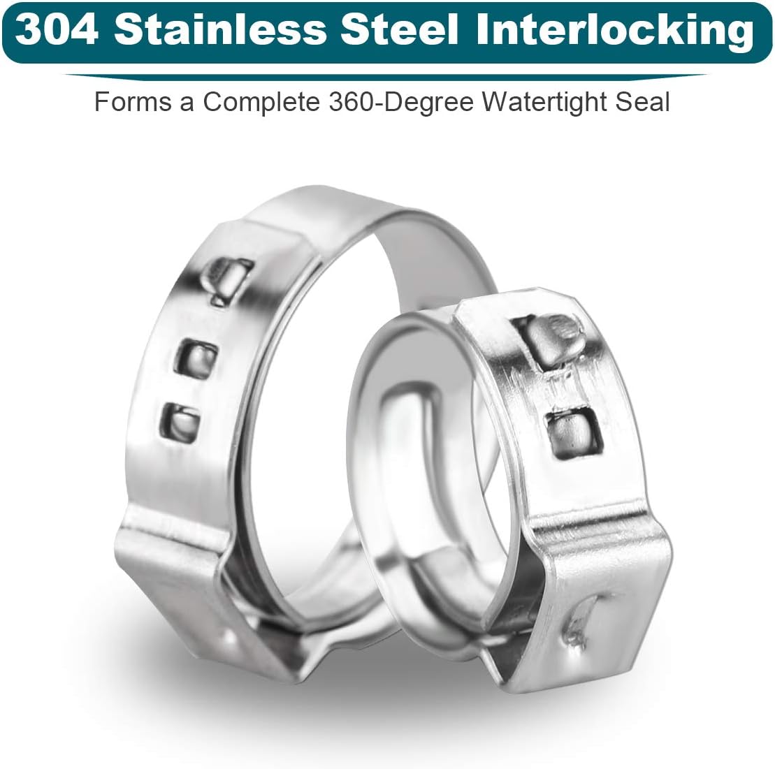 LOKMAN 50 Pack 3/4 Inch PEX Cinch Clamps, Stainless Steel Cinch Crimp Rings Pinch Clamps for PEX Tubing Pipe Fitting Connections (3/4 Inch)