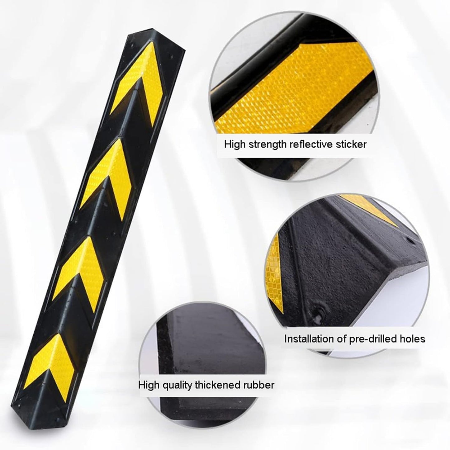 XPLKQXE Reflective Rubber Wall Corner Guard, Rubber Wall Protector Corner Protector, for Parking Protection Car Corner Guardrail Post (Color : Black+Yellow, Size : 8pcs)