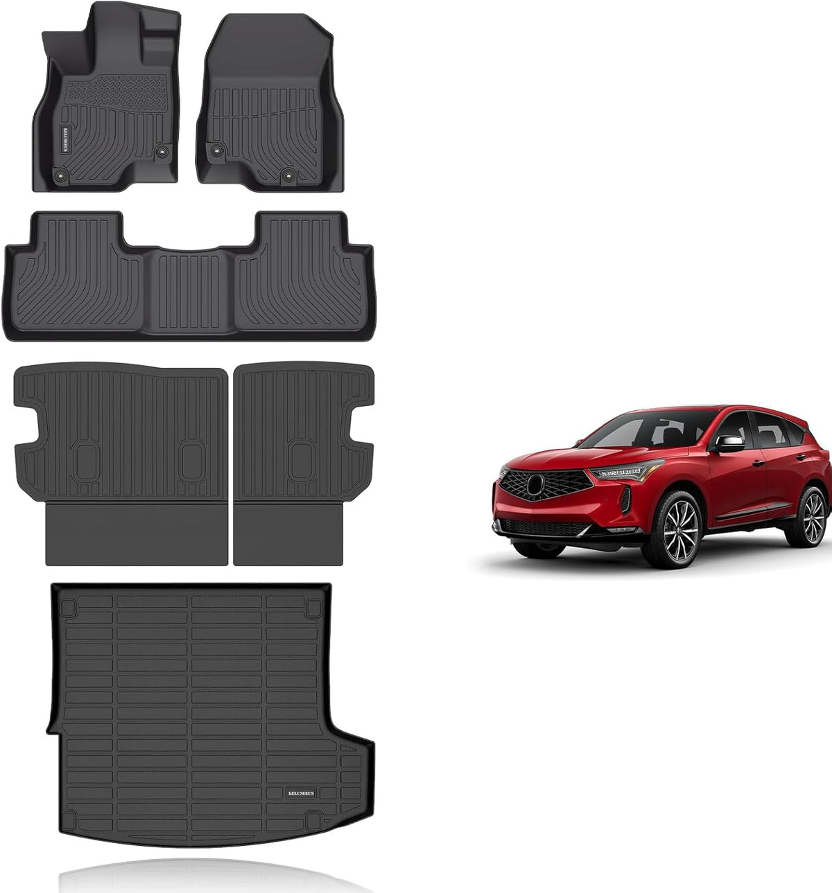 KELCSEECS® Floor Mats & Cargo Liner with Seatback Mats Custom for 2019-2025 Acura RDX All Weather Protection Waterproof TPE Floor Liners Full Set Acura RDX Accessories Black