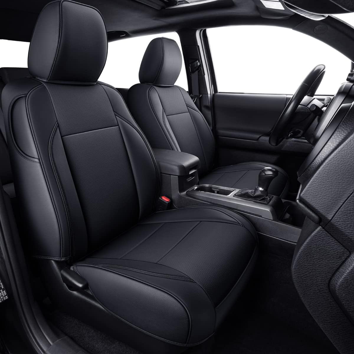 LUCKYMAN CLUB Tacoma Custom Fit Seat Covers for 2024 2025 Tacoma Crew Cab with Faux Leather (Black)