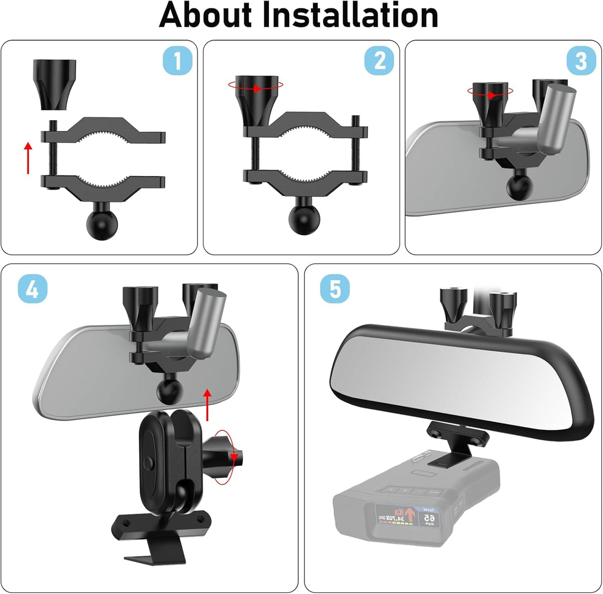 Car Rearview Mirror Radar Detector Mount,Suitable for Uniden R7 R8 R8w Radar Detectors,Rearview Mirror Rod Radar Mount,Not Applicable to Other Listed Models (Only for Uniden Radar Detector R7 R8)