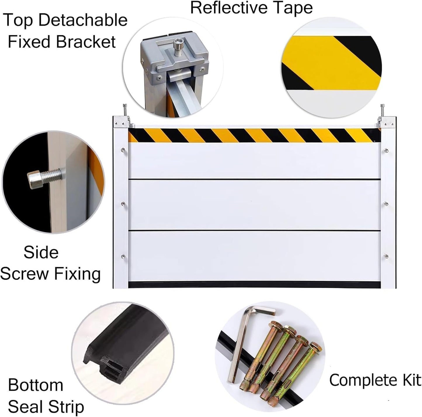 Reusable Heavy Duty Aluminum Flood Barriers for Home Exterior, Flood Protection Barriers Water Barrier Door Quick Detachable Garage Doors Detachable Mobile Rain Water Baffle ( H 47.2 inch L 5FT)