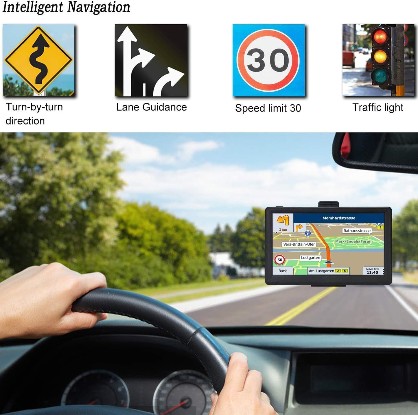 GPS Navigator for Car 7 Inch, GPS Truck Drivers Commercial 2025, Trucker GPS for Semi Truck, Navigation System with Lifetime Map Updates, Speed Limit Warnings, Driver Alerts
