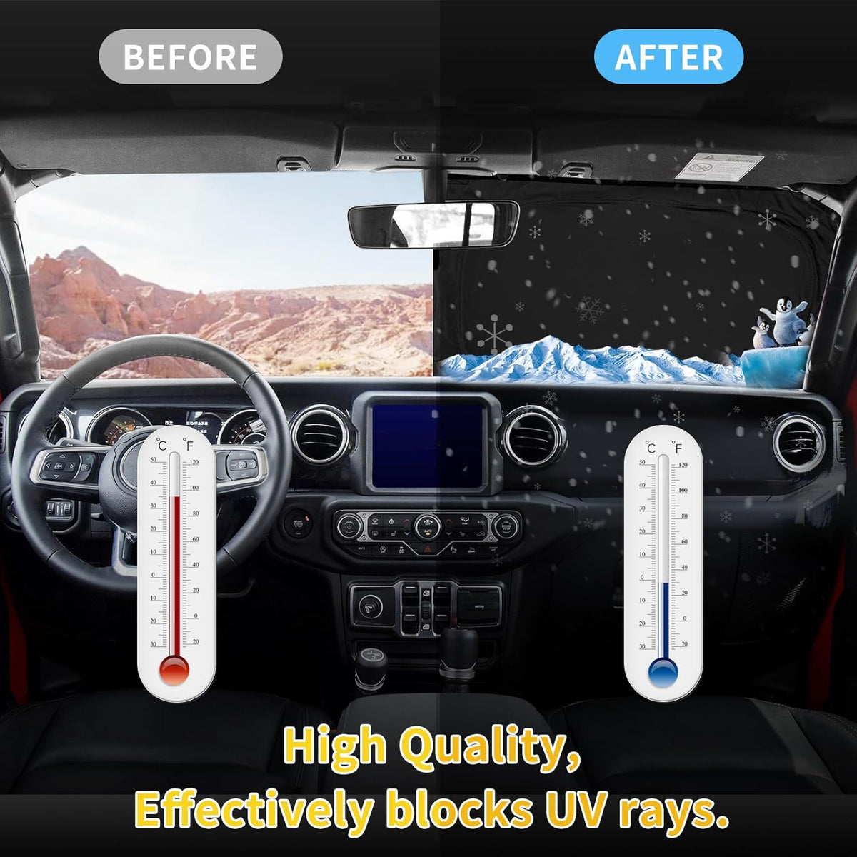 Sun Shade Sunshade for 2025 2026 BMW X5 Windshield Cover, 4-Layer Front Window Shade Custom fit BMW X5 M Sport xLine SUV 2019-2024 Sun Visor Retractable Shield Shade Blocks UV Rays Car Accessories