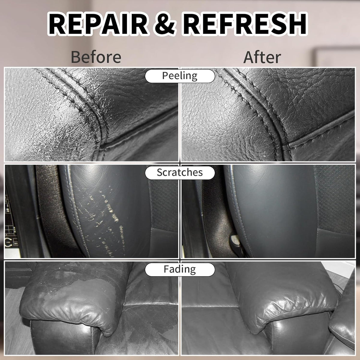 8.5oz Leather Recoloring Balm with 100ml Mink Oil,Dark Gray Leather Repair kit for Furniture and Car Interior,Leather Couch Scratch Repair,Leather Dye Paint,Mink Oil for Leather