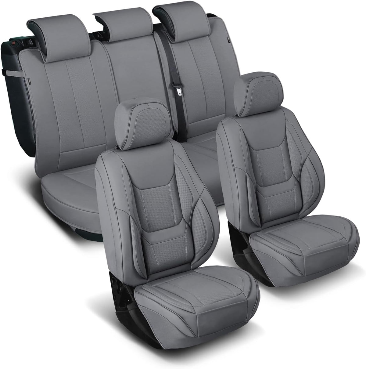 Coverland Custom Car Seat Covers Compatible with Tacoma, Santa Cruz - Premium Leather Non-Slip Memory Foam Waterproof Seat Cover Custom Interior Protector Full Set-Dark Gray [See Size Chart-Size X58]