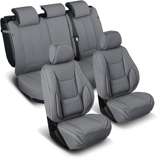 Coverland Custom Car Seat Covers Compatible with Tacoma, Santa Cruz - Premium Leather Non-Slip Memory Foam Waterproof Seat Cover Custom Interior Protector Full Set-Dark Gray [See Size Chart-Size X58]