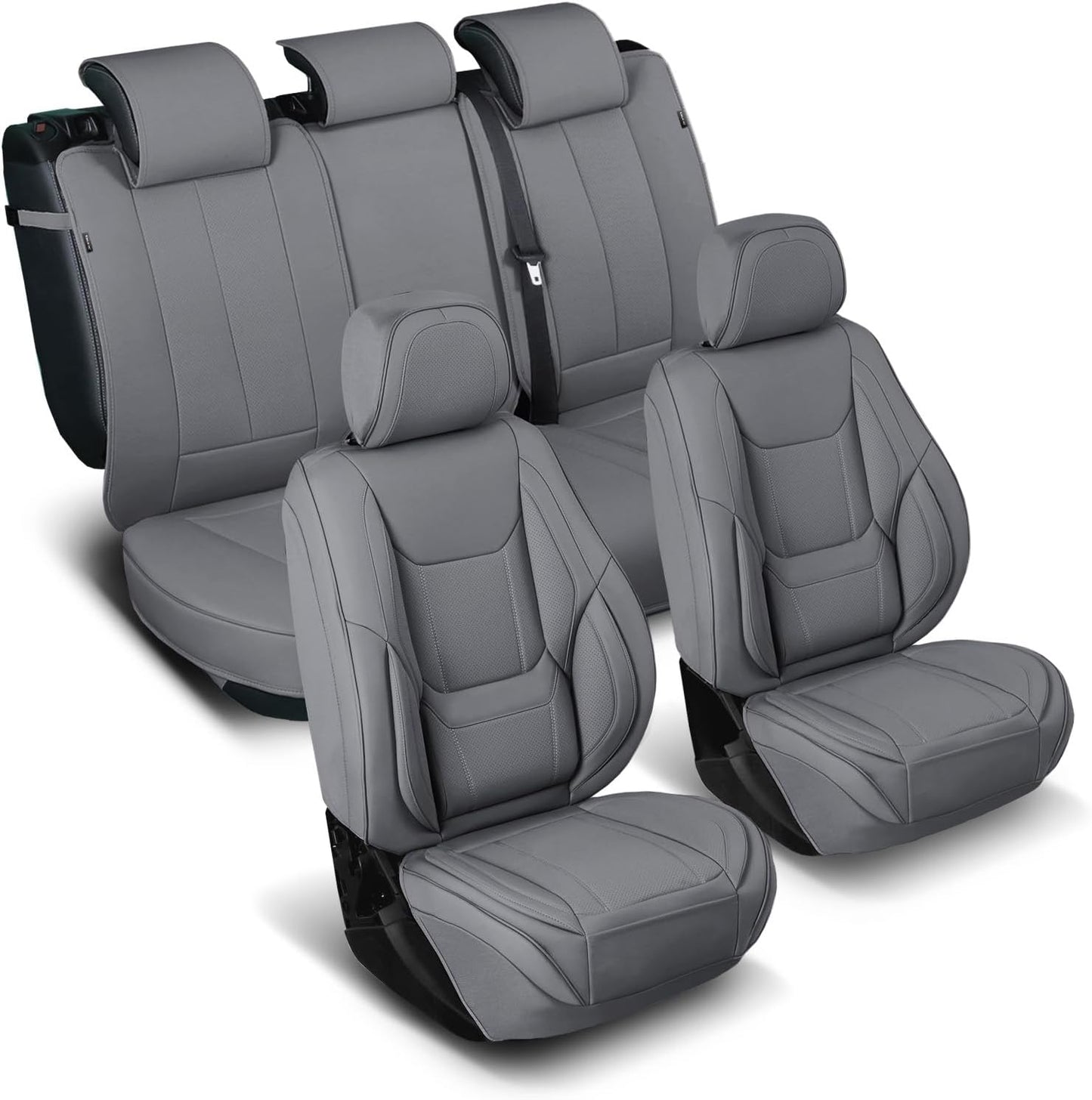 Coverland Custom Car Seat Covers Compatible with 2007-2013 Sierra 1500 Extended Cab - Premium Leather Non-Slip Waterproof Cover Interior Protector Full Set-Dark Gray [See Size Chart-Size X115]