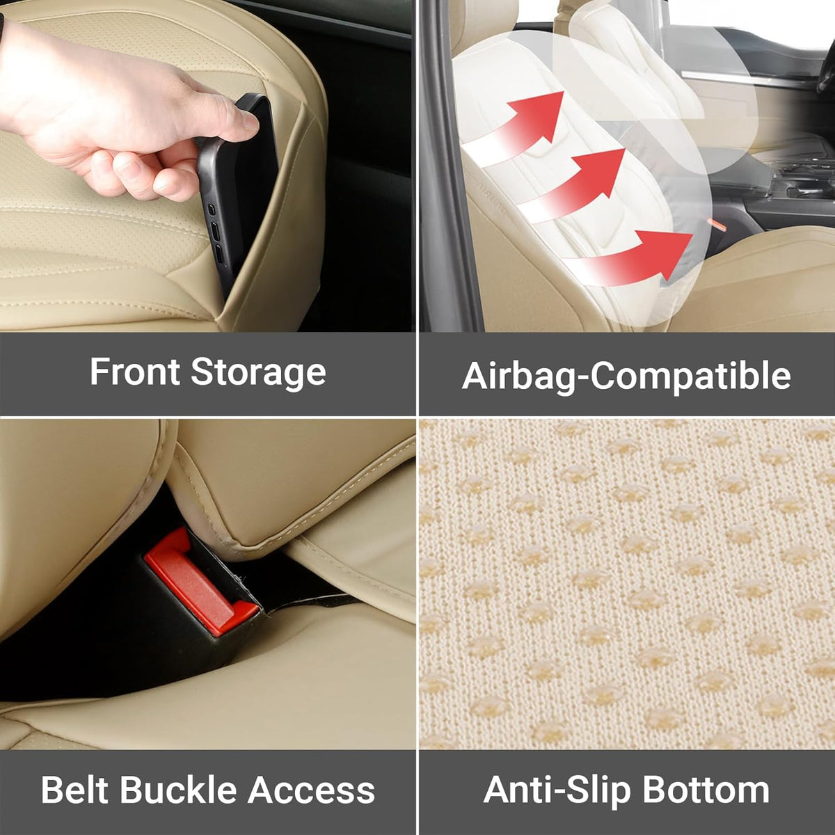 Coverland Custom Car Seat Covers Compatible with 2000-2006 Tundra Access Cab, Double Cab - Premium Leather Non-Slip Waterproof Custom Interior Protector Full Set-Beige [See Size Chart-Size X145]