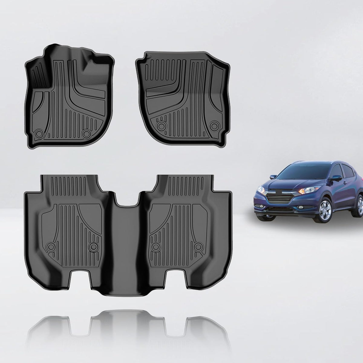 Floor Mats Fit for Honda HR-V HRV 2016-2022 - Front and Rear Row Liner Automotive Floor Mats - All-Weather Protection TPE Car Floor Liners HRV Accessories Black