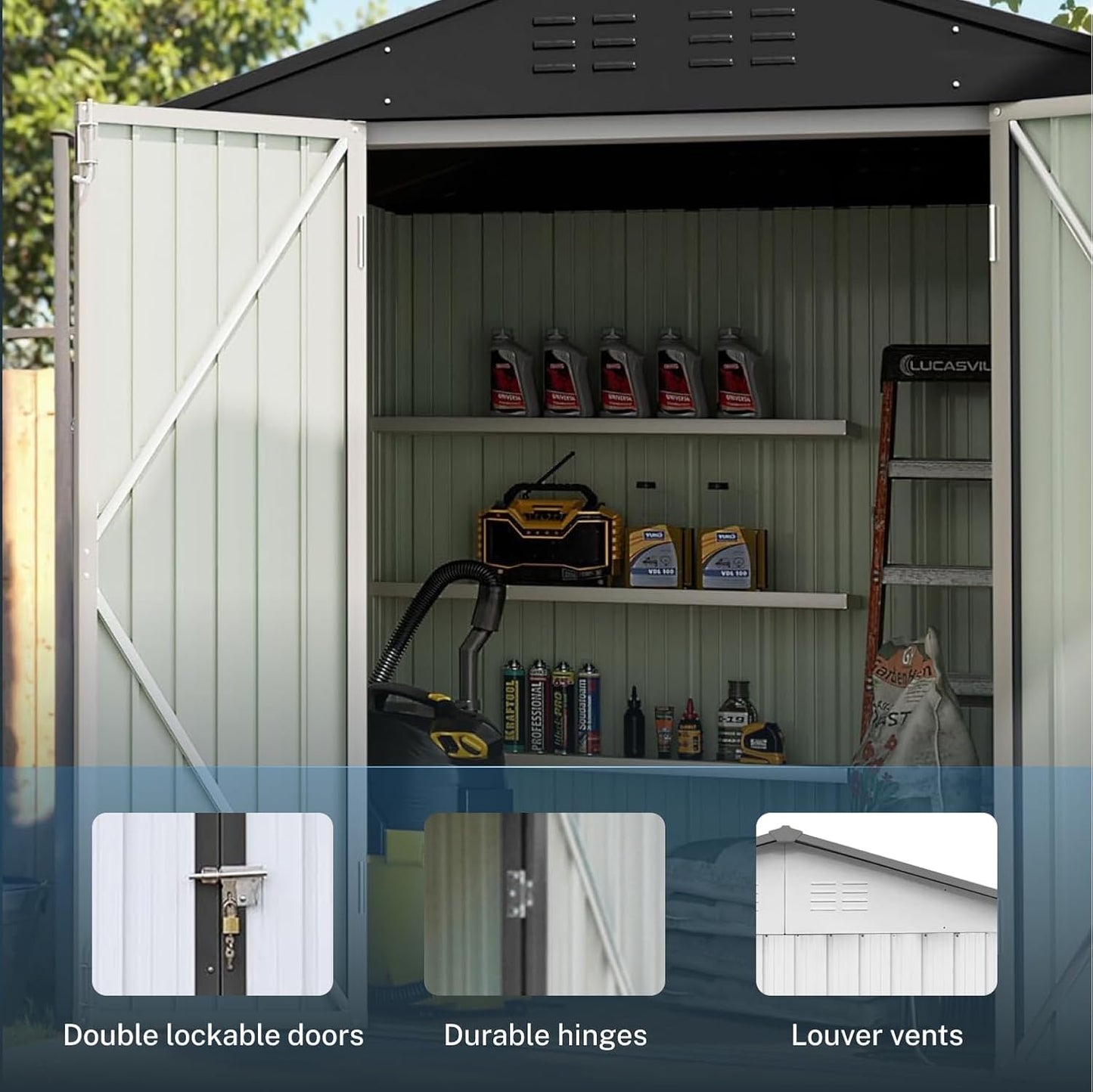 6 x 4 FT Outdoor Storage Metal Shed, Bike Garden Tool Shed with Slooping Roof, Lockable Doors and Aluminum Frames, Shed Easy to Assemble for Garden, Patio, Lawn, Green