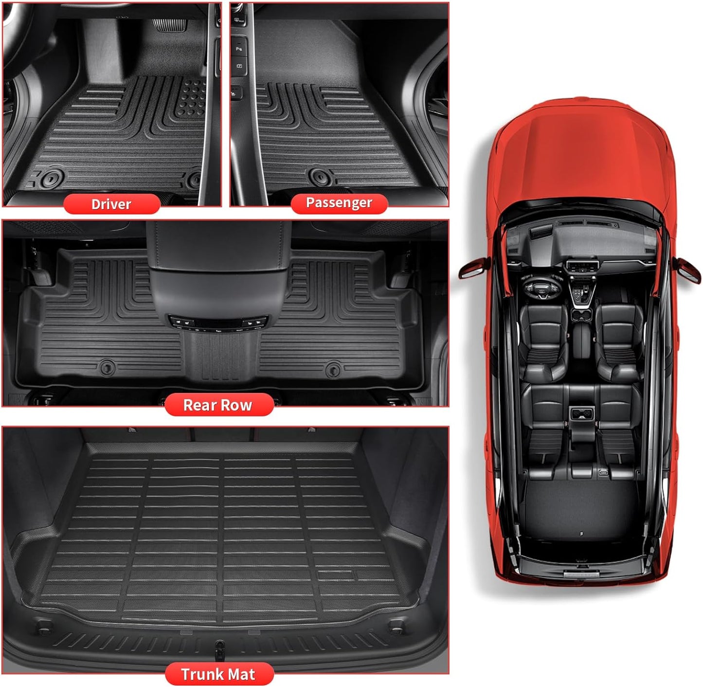 Wayhigh-All Weather Floor Mats & Cargo Liner Set for 2019-2024 2025 Chevy Blazer,Custom Fit TPE Heavy Duty Car Mats Chevy Blazer Accessories- Black