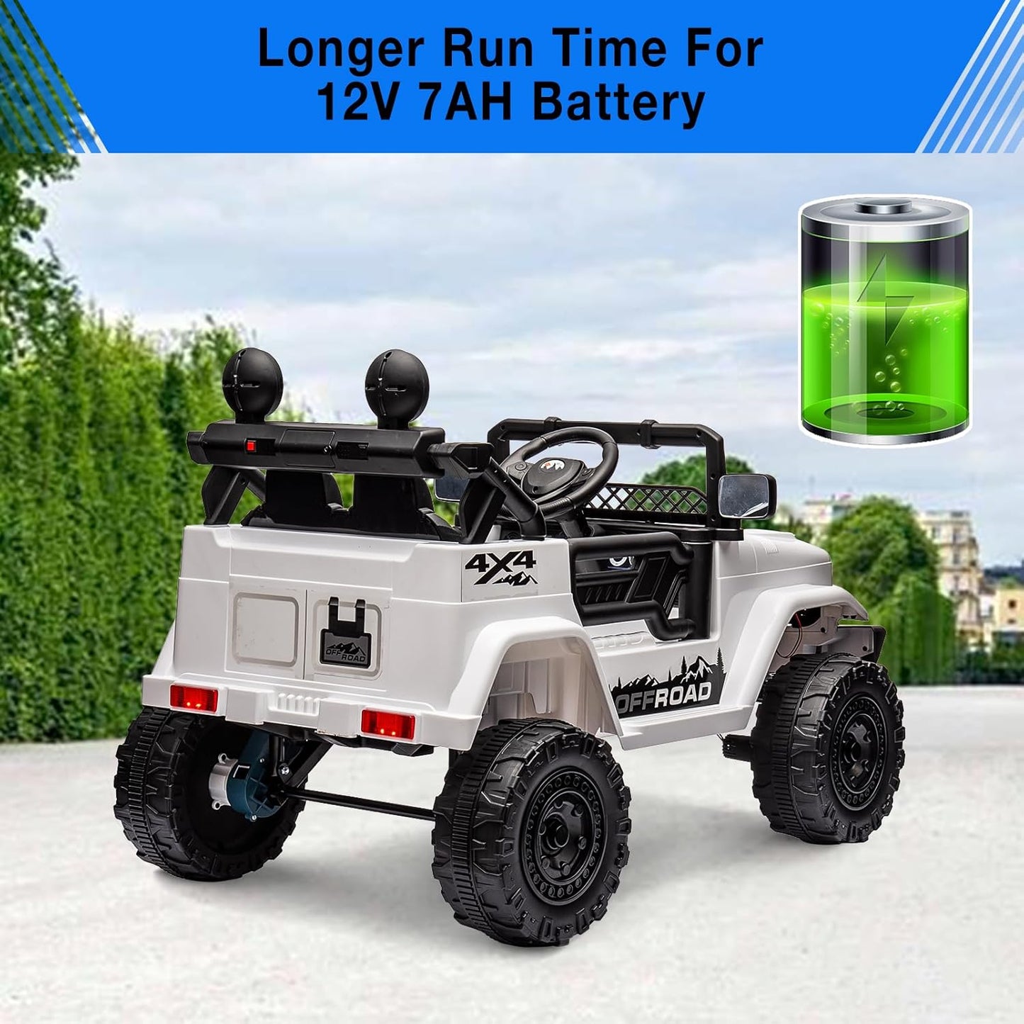 Garvee 12V Kids Ride On Truck Car with Remote Control - Electric Ride On Toys for Toddlers, Spring Suspension, 3 Speeds, LED Lights, Bluetooth Music & Parent Safety Brake