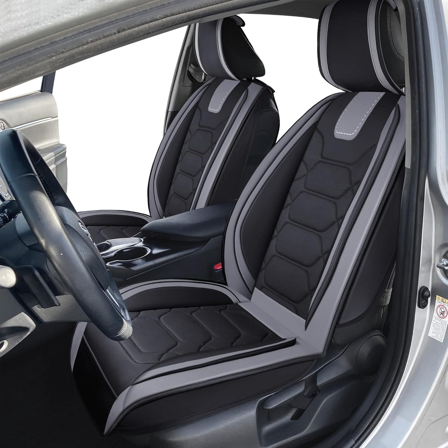 OASIS AUTO Custom Fit Seat Covers for 2012-2025 Toyota Camry, Waterproof Faux Leather Seat Protector Cushion Camry Car Accessories (Full Set, Gray)