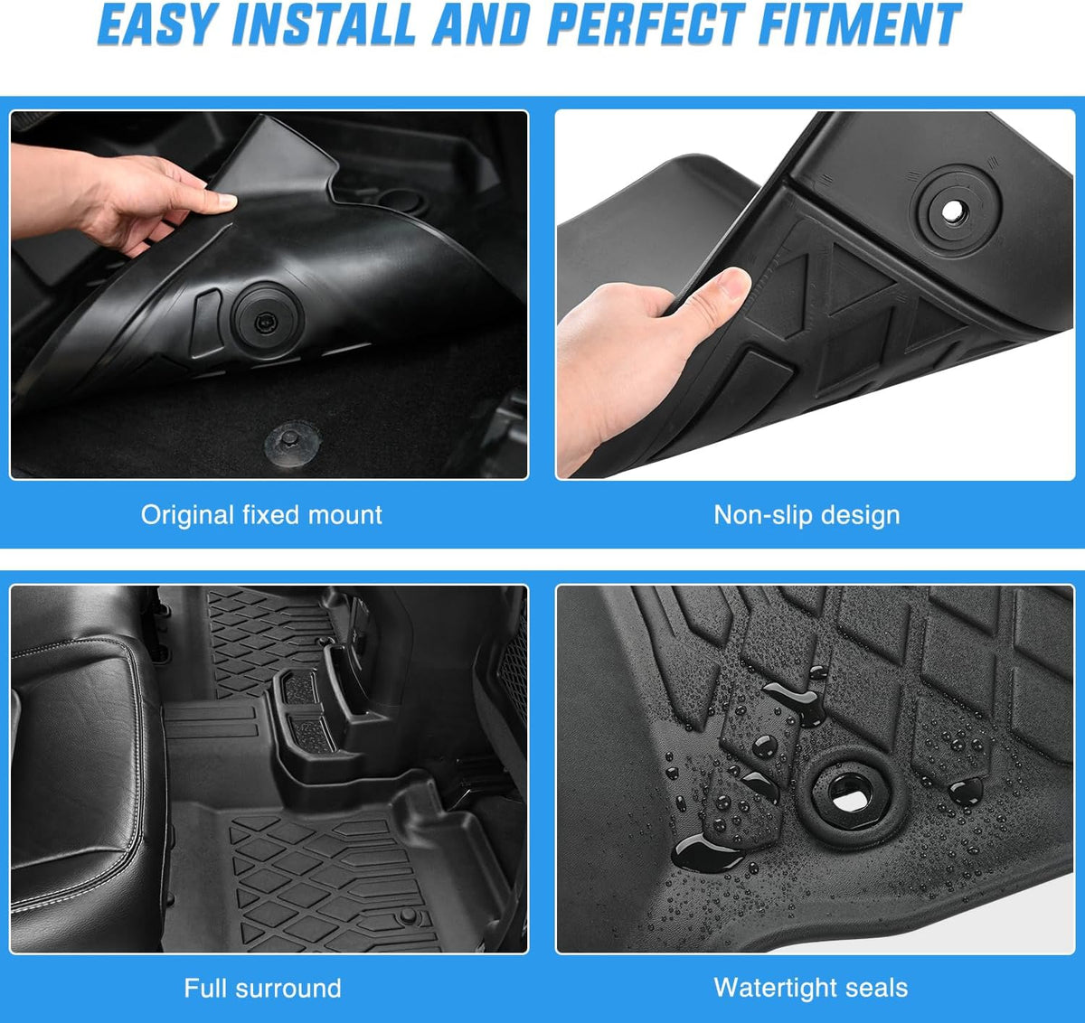 Nilight Floor Mats for Hyundai Santa Cruz 2022 2023 2024 2025 All Weather Custom Fit Heavy Duty Floor Liners