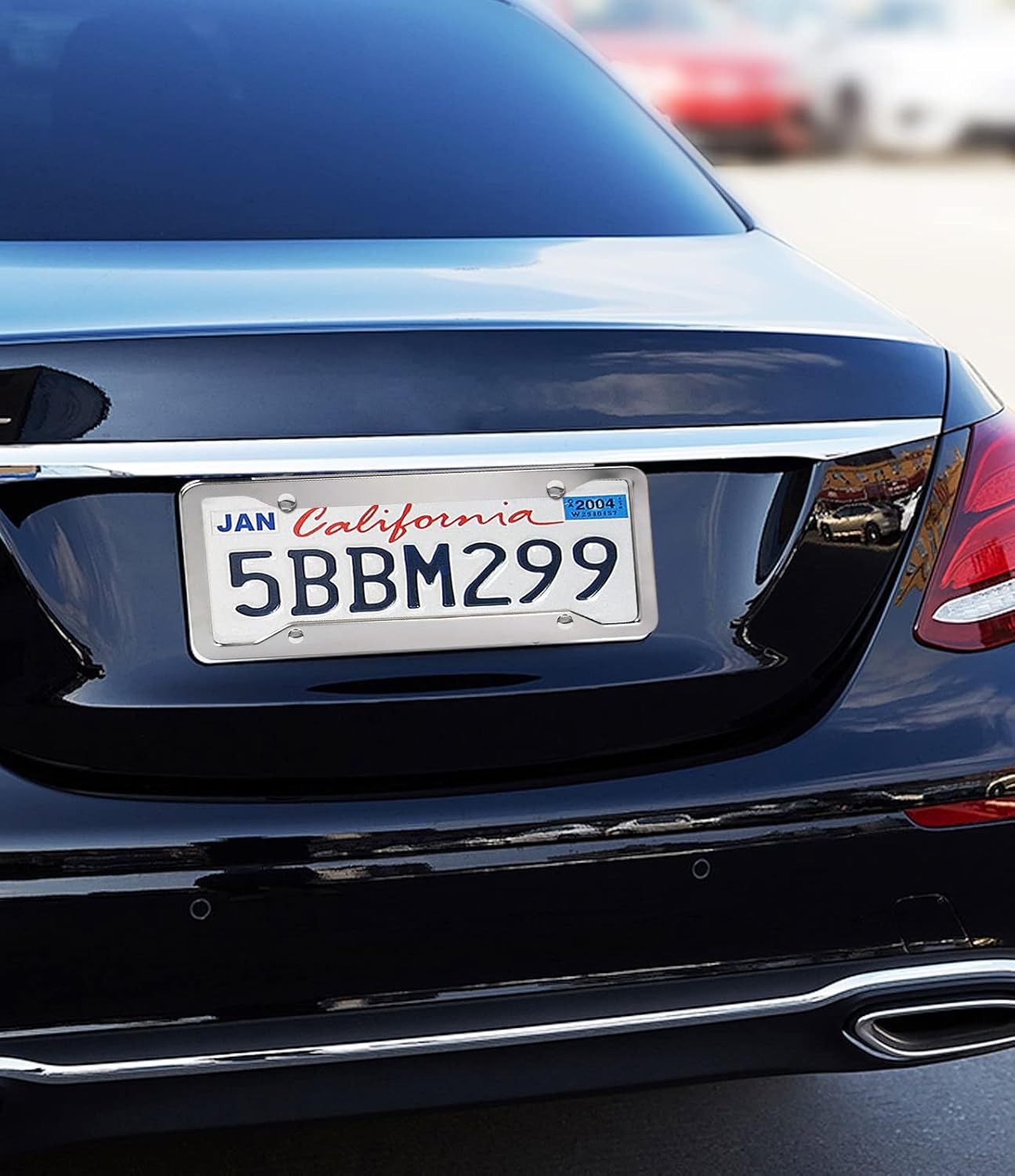 2 Pcs 4 Holes Stainless Steel License Plate Frame，Car License Plate Holder Bracket with Mount Hardware ，Screw， Caps Cover Set Car Accessories