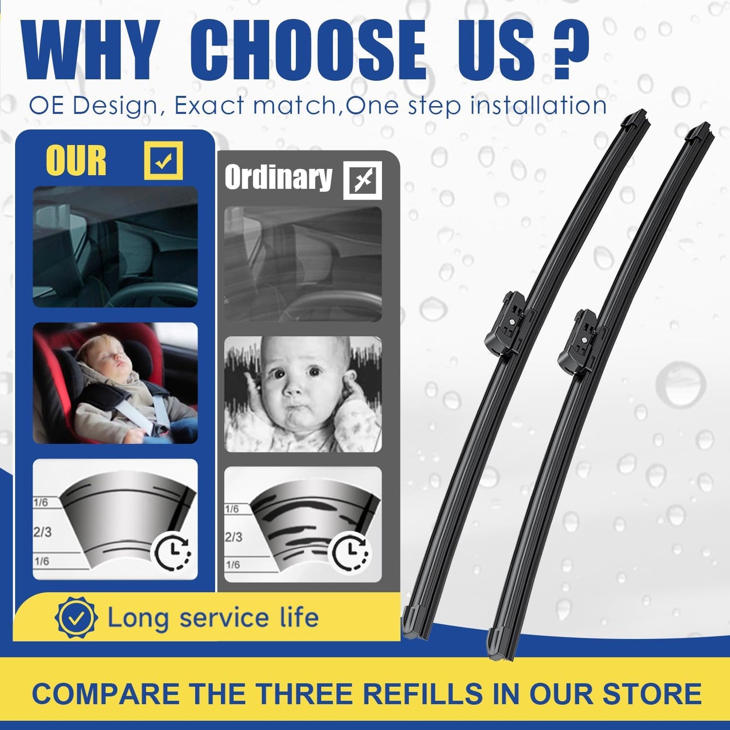 3 Wipers Factory Replacement For 2018-2022 2023 BMW X3/2019-2022 2023 BMW X4, Windshield Wiper Blades Original Equipment Replacement - 26"+20"+12" (Set of 3)