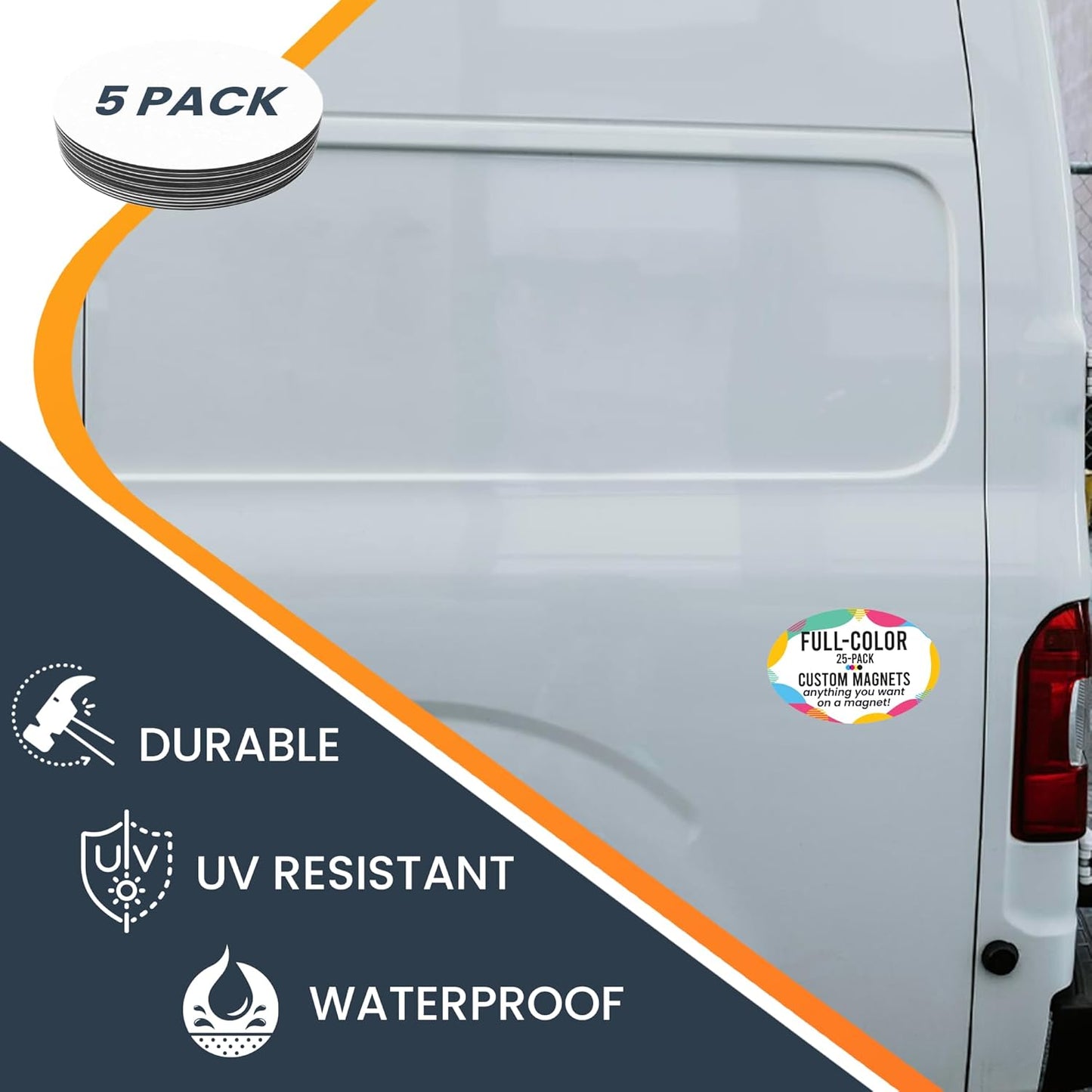 Magnet Me Up Custom 4x6 Inch Oval Magnet, 5 Pack, Customizable for Businesses, Personal Use, Choose Your Text, Upload Image, Magnetic Vinyl for Vehicles and Any Magnetic Surface, Crafted in USA