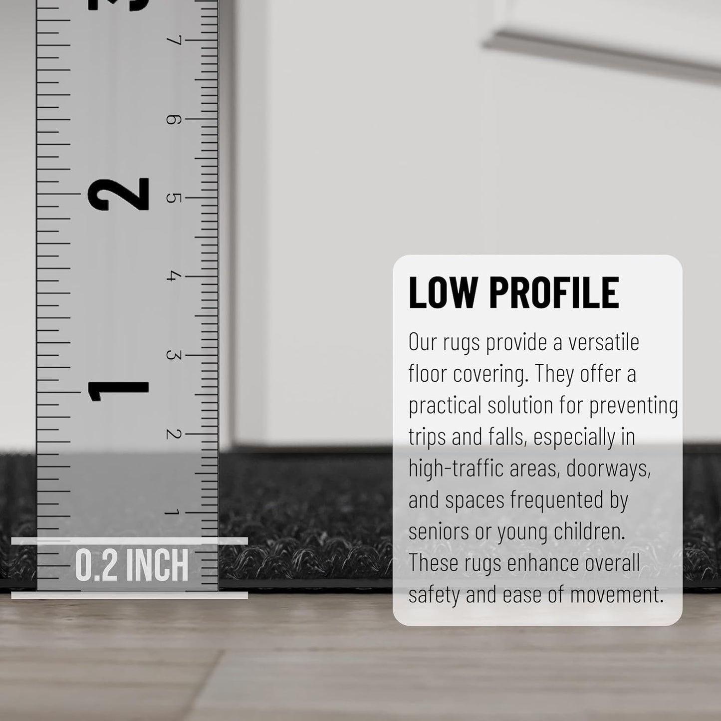 Ottomanson 2' x 45' Hallway Runner with Scraper Pile Extra Durable Non-Slip Rug Mat for Indoor & Outdoor Use - Ideal for Kitchen, Entryway, Patio & Garage - High-Traffic Carpet, Black