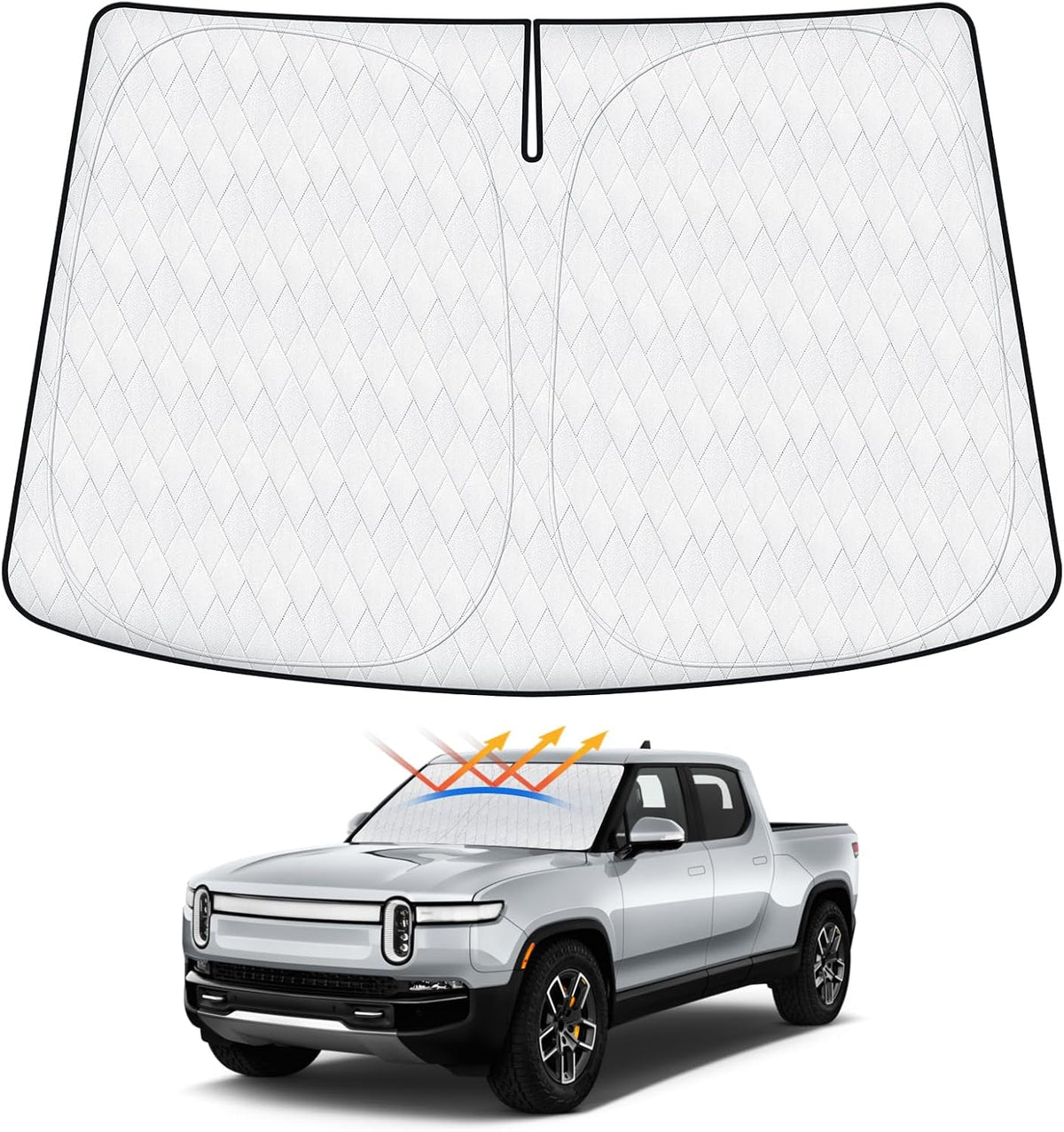 Cartist 5-Layer Windshield Sun Shade Custom Fit for Rivian R1T 2022-2025 2026 Accessories Foldable Car Front Window Sunshade Sun Visor Protector