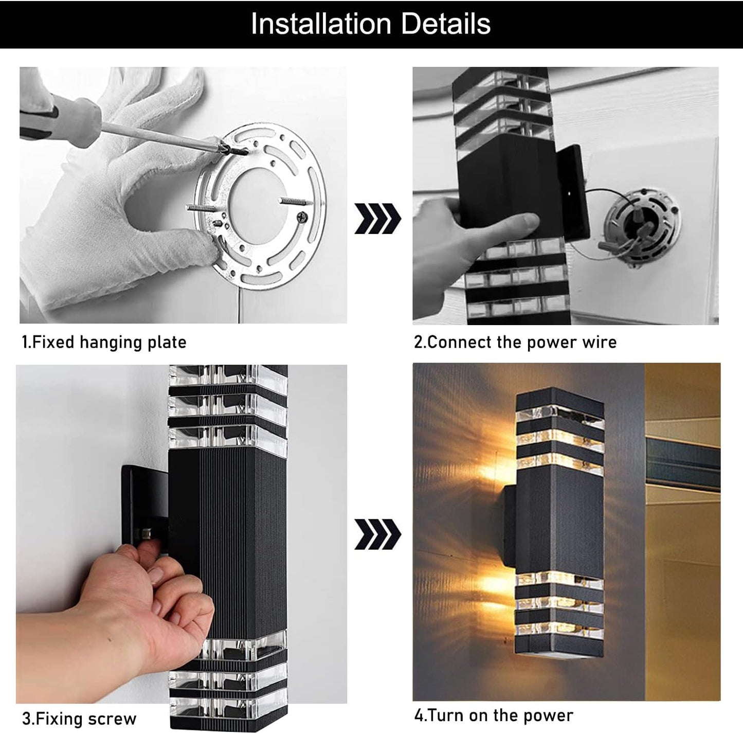 18inch LED Square Up & Down Wall Lights,24W Outdoor Wall Light 4000K Day White Aluminum Body Waterproof IP65 LED Exterior Light Fixtures Wall Mount for House Patio Garage Garden. (2 Pack)