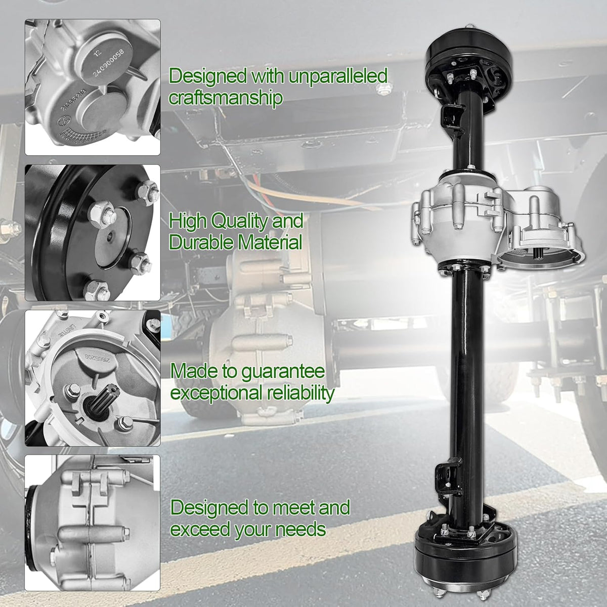 1027717-01 102771701 Rear Axle Assembly with Brake Drum 10 Teeth for 1998-Up Club Car DS & 2004-Up Club Car Precedent Electric with Graziano Transaxle