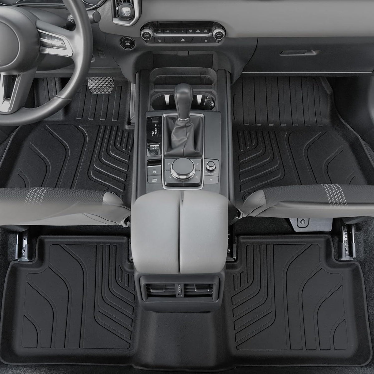 Floor Mats Set for 2023 2024 2025 Mazda CX-50 Gas, Full Coverage All Weather Floor Mats Cargo Mat with Backrest Protectors & Door Sill Guards for CX50 Accessories(Not fit Hybrid)