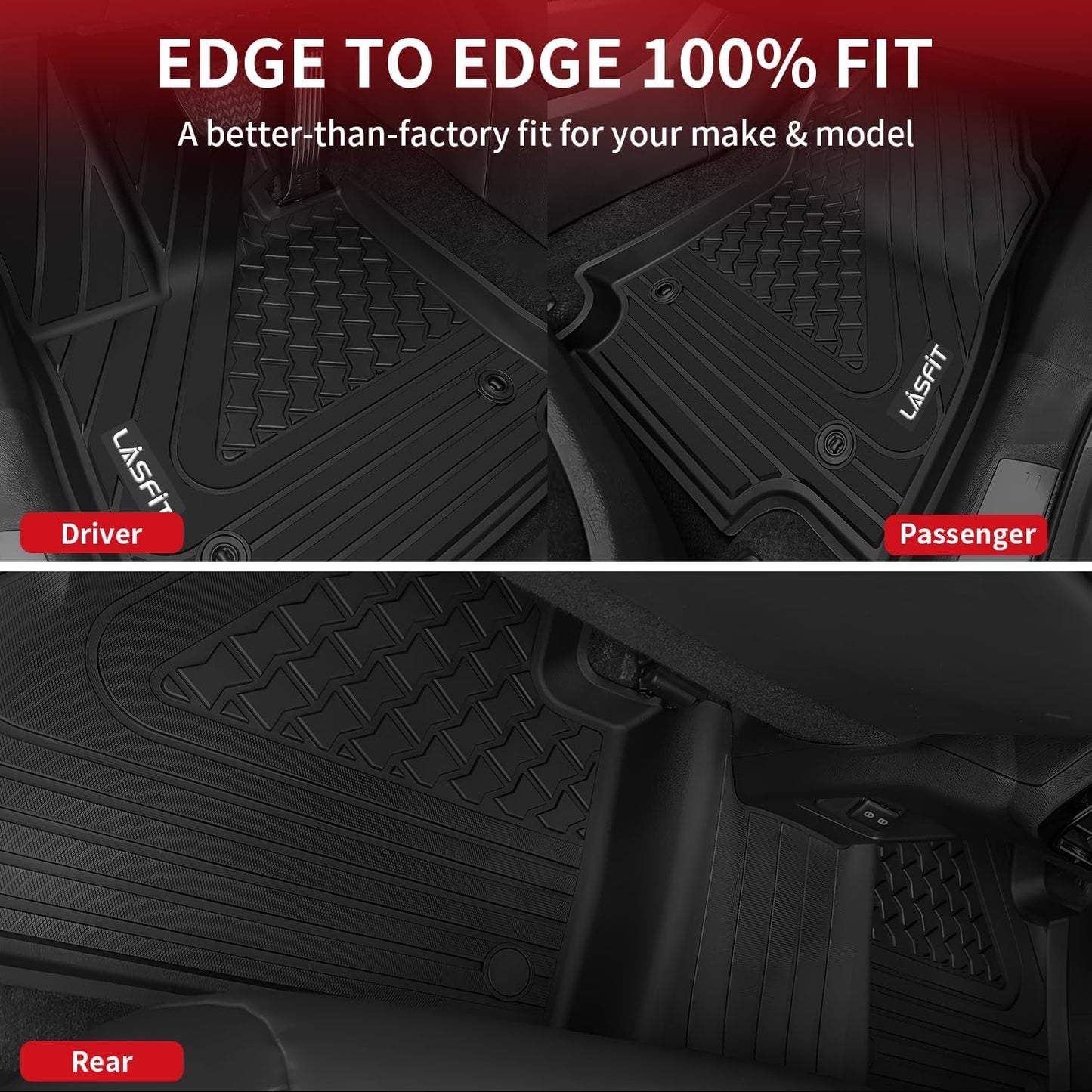 LASFIT Floor Mats Fit for Lexus 2025 2024 2023 2022 NX/NX250/NX350 (Not for Hybrid), All Weather Car Mats for Lexus NX 250/NX 350/NX 350 F Sport TPE Heavy Duty Floor Liners,Front & Rear Rows,Black