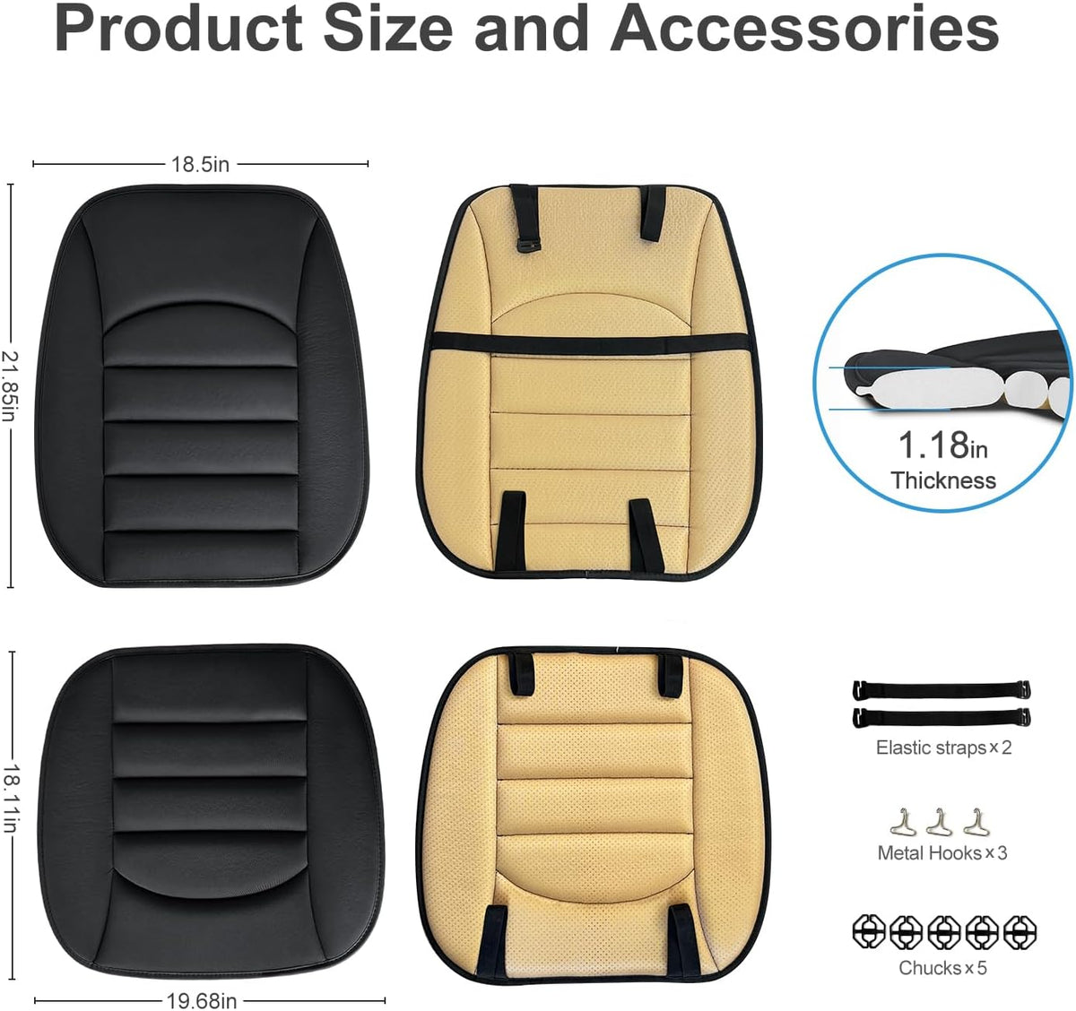 Car Seat Cushion Chair Cushions Set with Back Support,1.2in Memory Foam Pressure Relief Non-Slip Design Truck Seat Cushion for Driving, Ergonomic Chair Seat Pad for Office Gaming Wheelchair