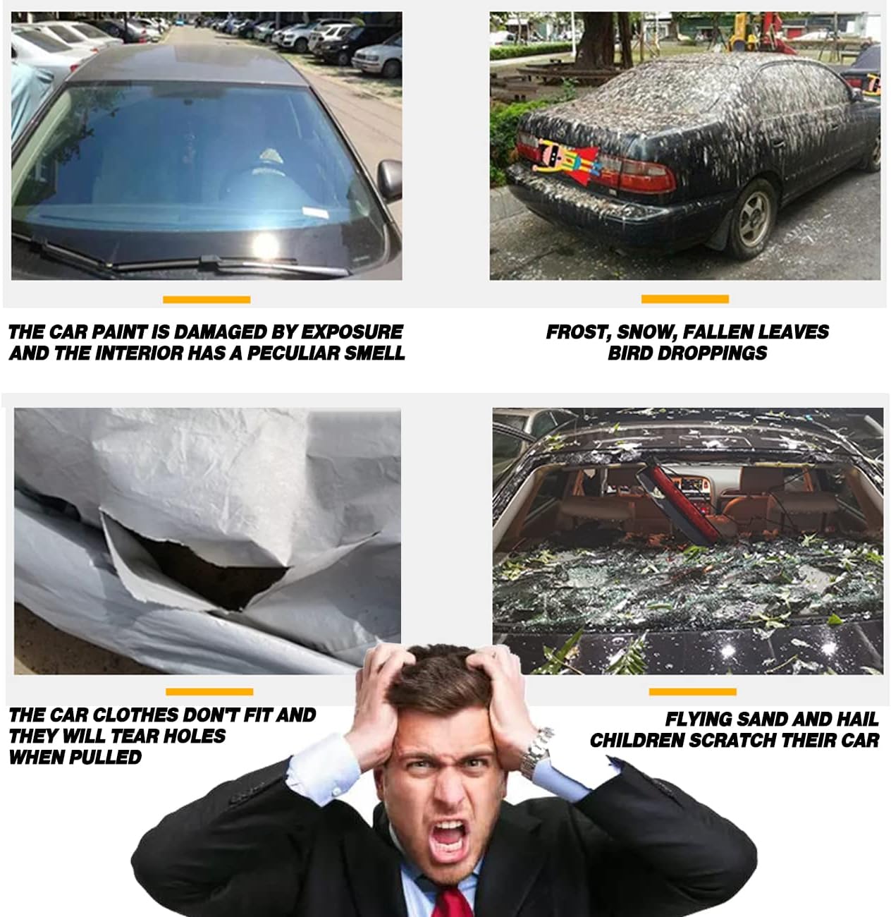 TUCAREST 6-Layers PEVA Premium Full Car Cover Fit for Sedan hatchback Pickup SUVs MPV Rain and snow protection, sun protection, UV protection, and protection of car paint surfaces-Silver Grey -Up 191"