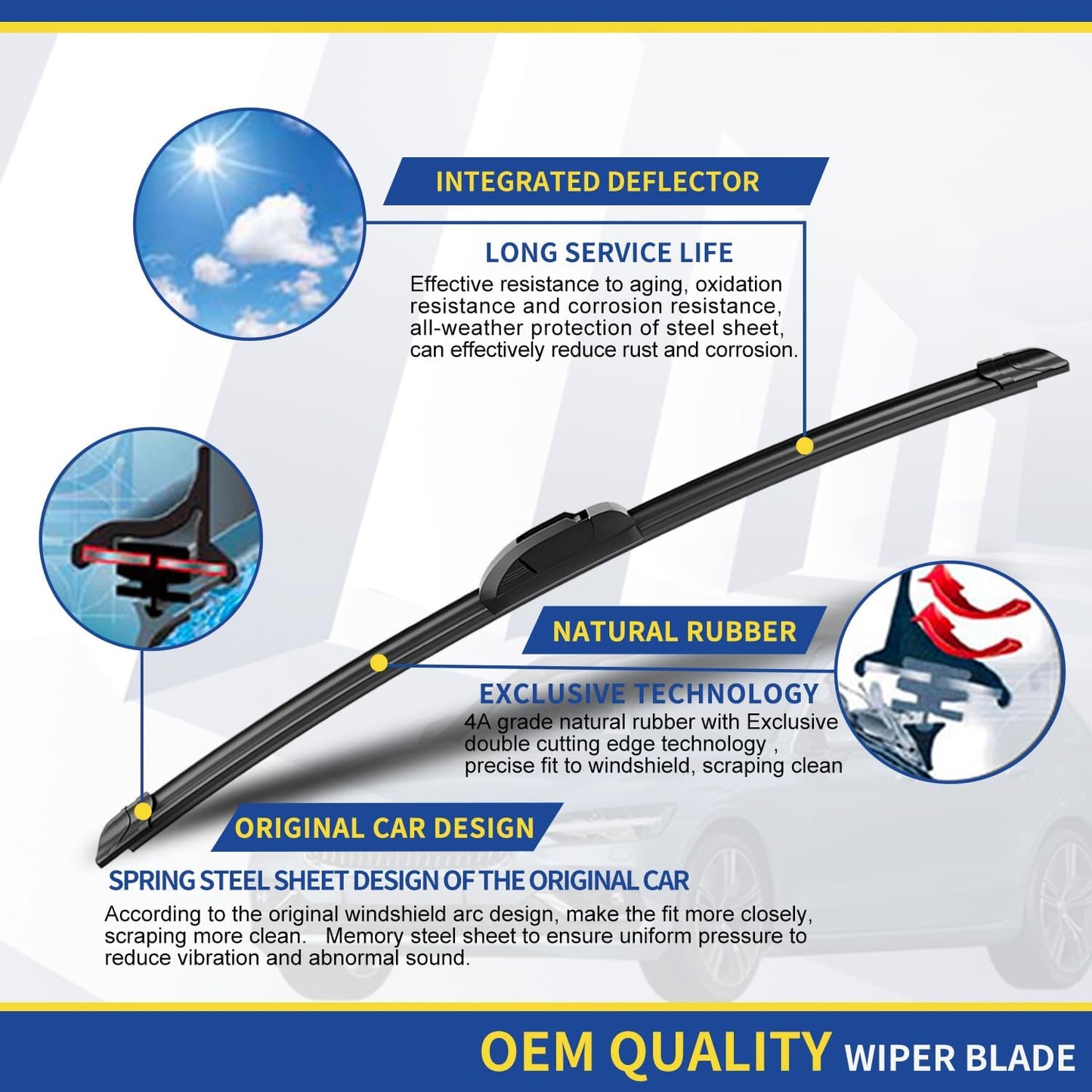3 wipers Replacement for 2016-2020 2021 2022 Honda HRV HR-V, Windshield Wiper Blades Original Equipment Replacement - 26"/18"/10" (Set of 3) U/J HOOK