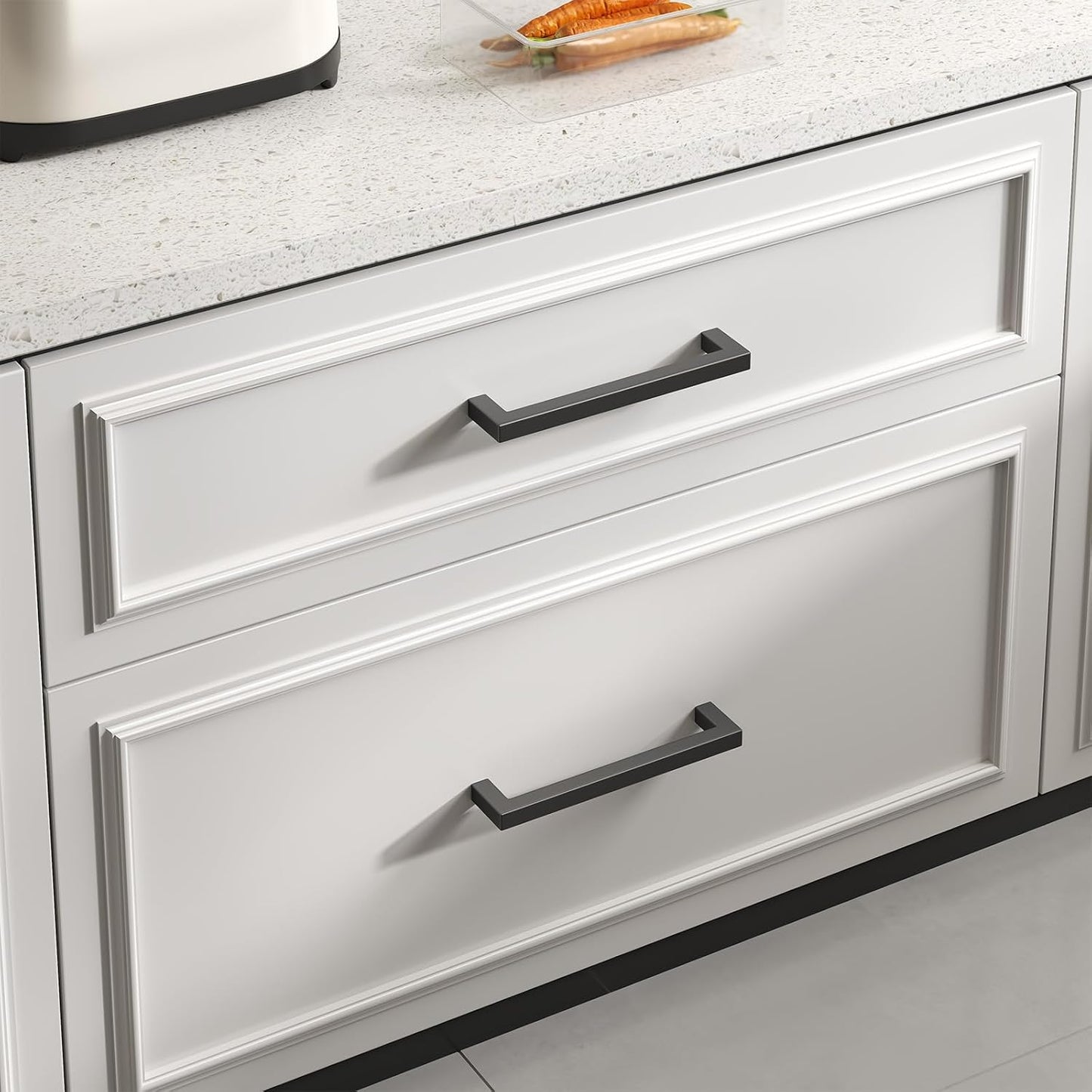goldenwarm 200 Pack 18INCH Black Cabinet Pulls Kitchen Cabinet Handles-LSJ12BK458 Square Drawer Handle Metal Bathroom Cabinets Hardware 458mm Hole Center