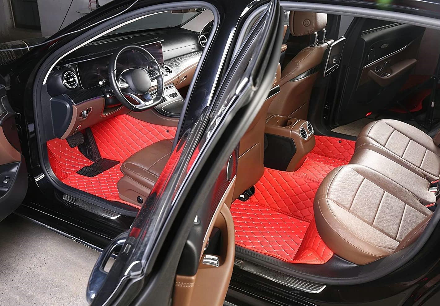 Custom Artificial Leather Waterproof All-Weather Car Floor Mats Fit for 99% Sedan SUV Sports Car Vehicle Car Mat (Gray Black Beige)