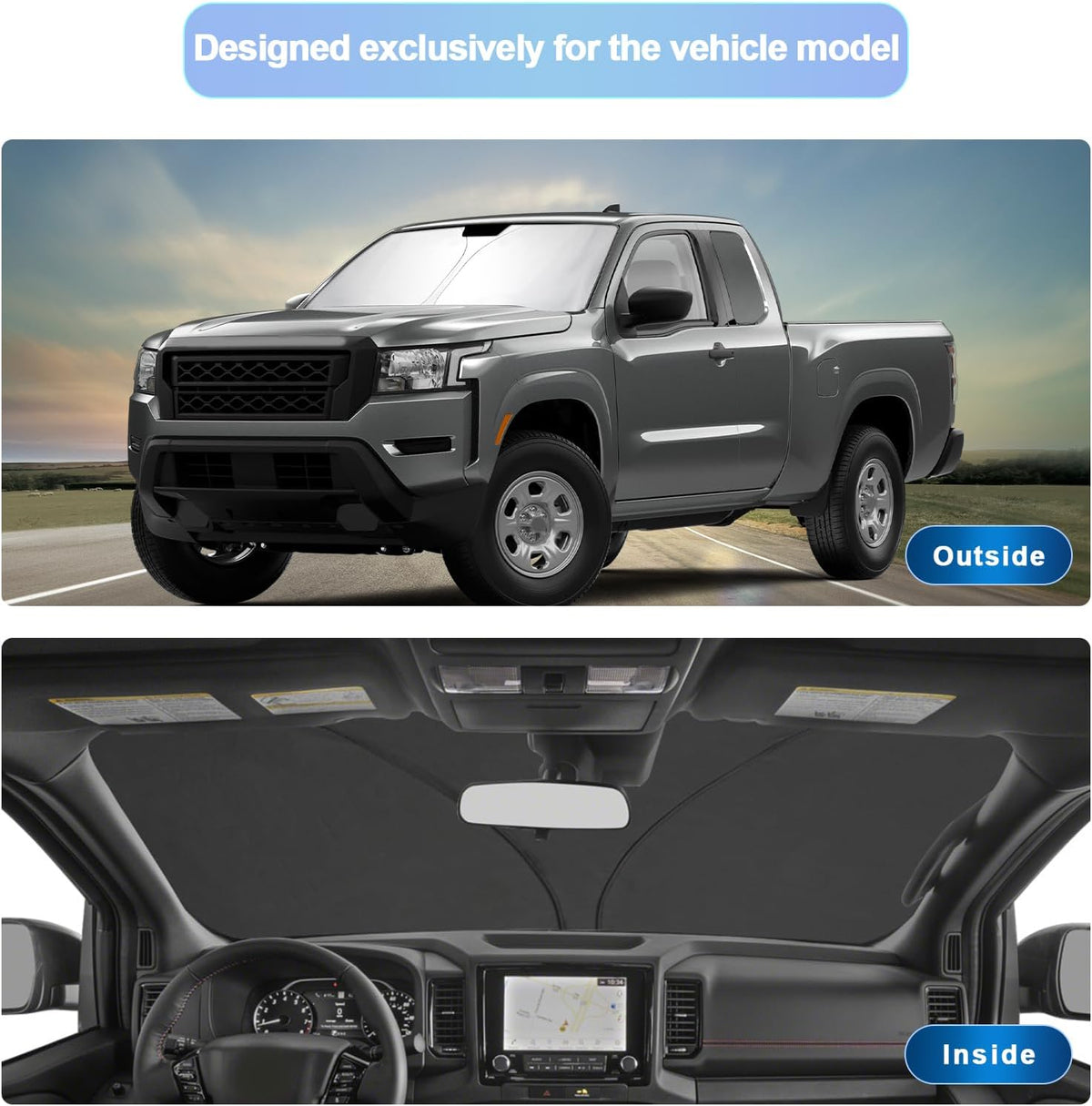 SXCY for 2024 2025 Nissan Frontier Windshield Sunshade 2022-2025 Frontier (S SV Pro-X Pro-4X SL) Accessories for 2024 2025 Frontier Sun Shade Foldable Sun Shield 2024 2025 Frontier Sun Protector