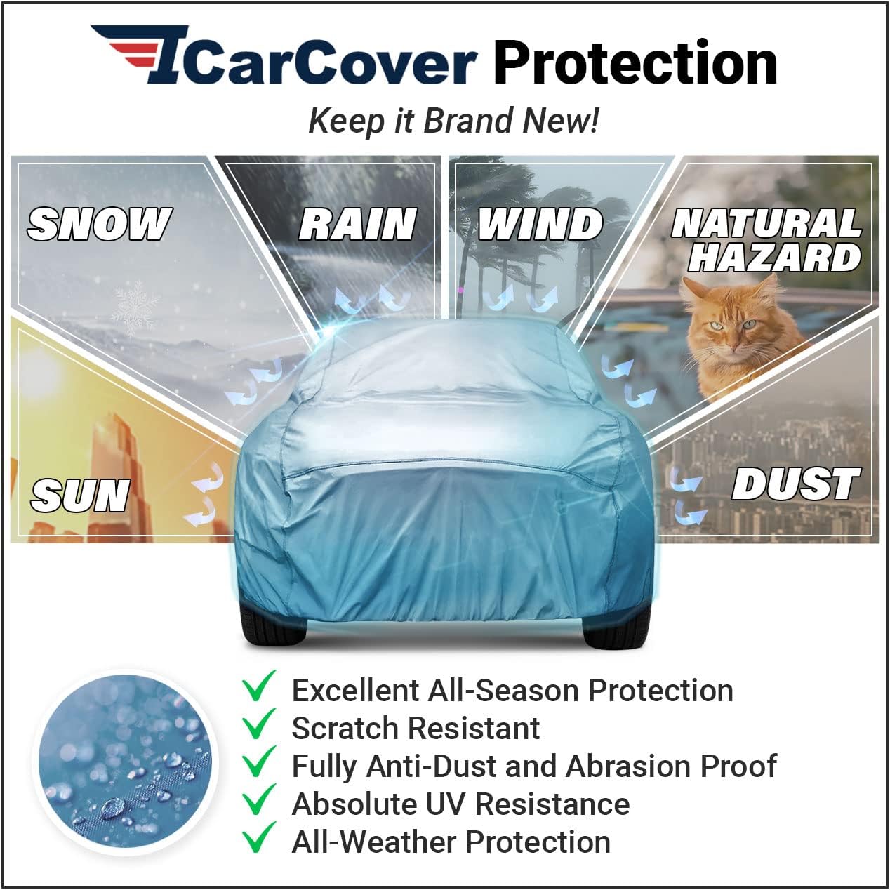 iCarCover Premium Car Cover for 1955-1957 Pontiac Safari Wagon Heavy Duty Waterproof All-Weather Automobiles Custom Fit Indoor Outdoor UV Snow Protection Covers with Straps and Bag