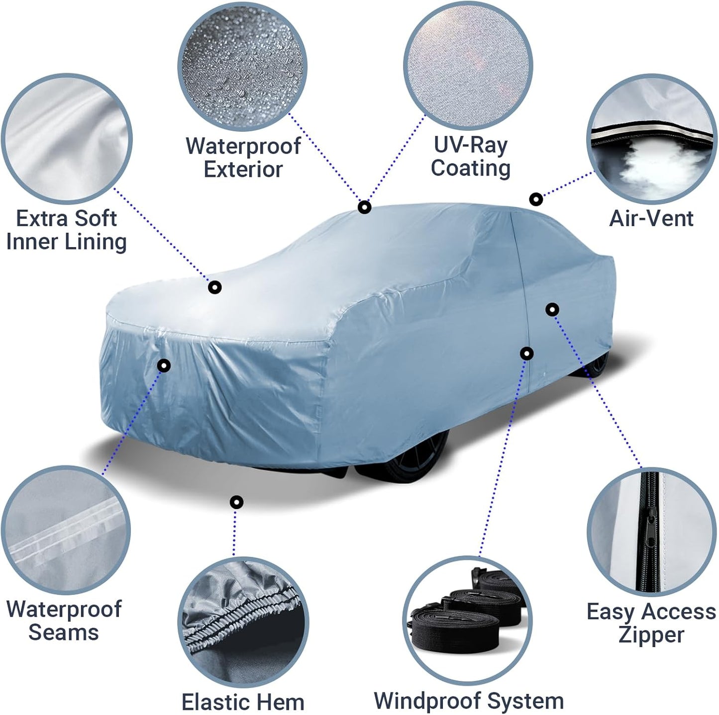 iCarCover Custom Car Cover for 1962-1981 MG MGB Roadster, Waterproof All-Weather Rain Snow UV Sun Protector Full Exterior Weatherproof Indoor Outdoor Car Cover with Strap