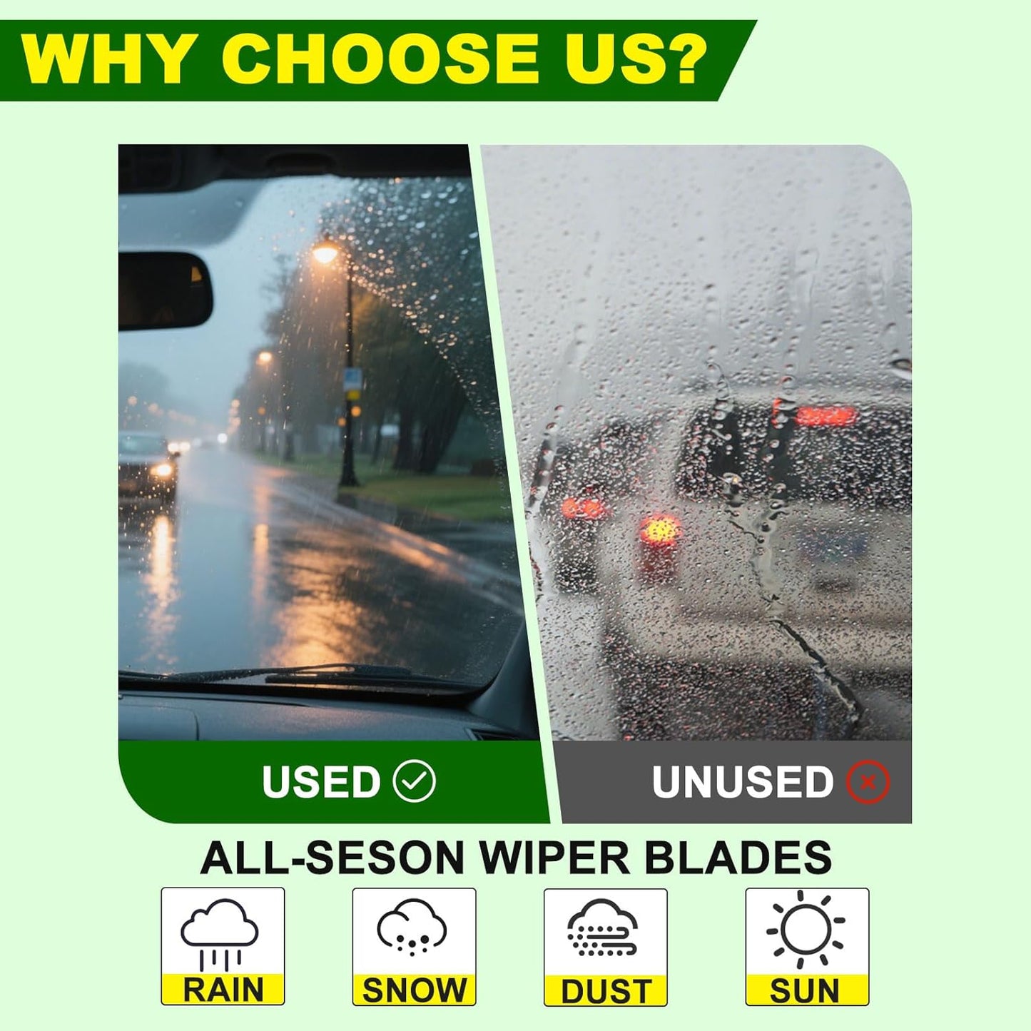 QUALITY 24in + 22in Premium All-Season Windshield Wiper Blades for Original Equipment Replacement(Set of 2)