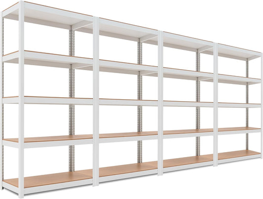 HOMEDANT House 5-Tier Laminated Metal Shelving Unit Adjustable Storage Utility Rack Heavy Duty Shelves Organization Multipurpose Shelf Kitchen Garage Pantry Closet 4Pack