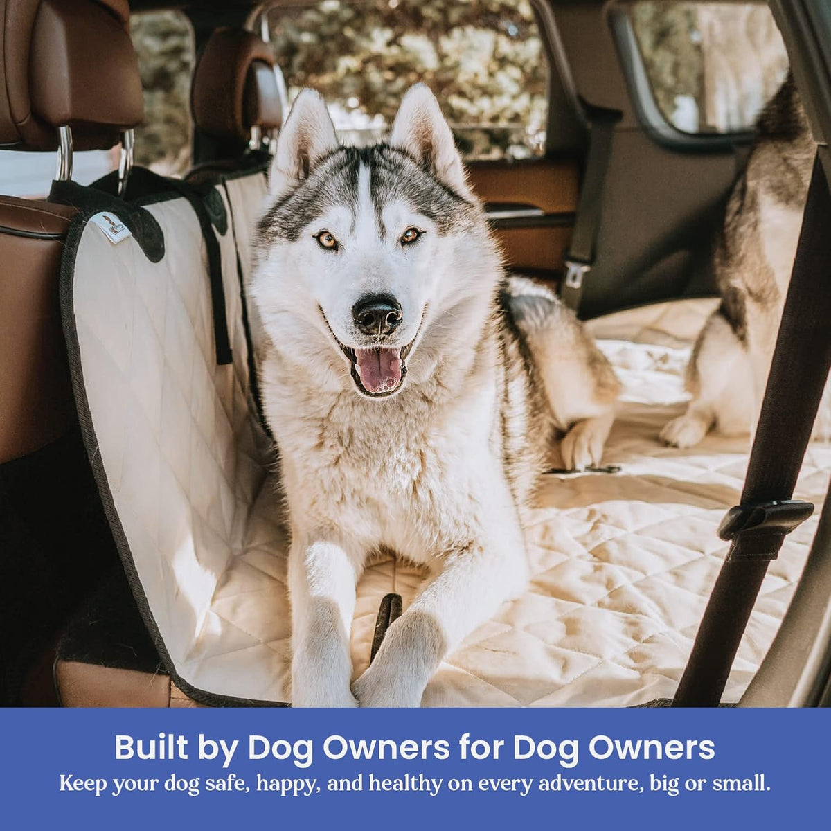 4Knines SUV Cargo Liner for Dogs, Trunk Mat for SUV, Durable Cargo Cover, Protector – Compatible with 60/40 Split Bench & Armrest Pass-Through, Waterproof, Machine Washable, Non-Slip (Large, Tan)
